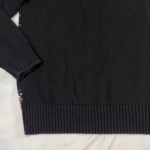 Dockers Christmas Sweater Mens Size M Black Fair Isle Reindeer Knit Pullover VTG - Picture 11 of 12